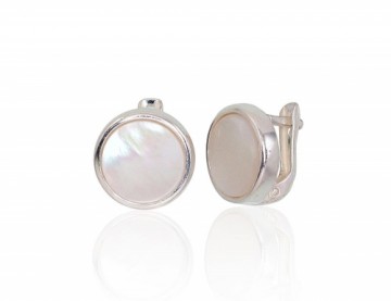 Silver earrings with 'english' lock #2203268_PL, Silver 925°, Mother-of-pearl, 4.2 gr.