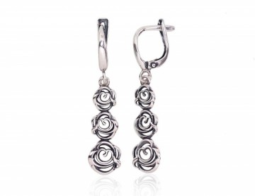 Silver earrings with 'english' lock #2203178(POx-Bk), Silver 925°, oxide (Plating), 2.8 gr.