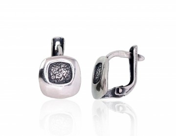 Silver earrings with 'english' lock #2203155(POx-Bk), Silver 925°, oxide (Plating), 2 gr.