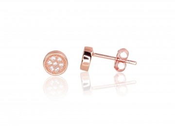 Silver stud earrings #2202966(PAu-R)_CZ, Silver 925°, red gold (Plating), Zirkons, 1.2 gr.