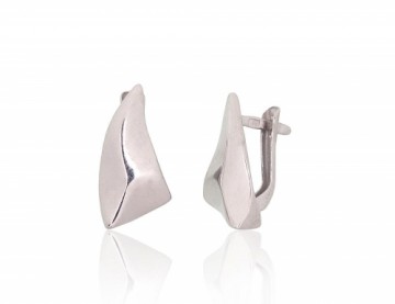 Silver earrings with 'english' lock #2201076(PRh-Gr), Silver 925°, Rhodium (Plating), 3 gr.