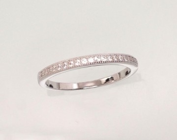 Silver ring #2101479(PRh-Gr)_CZ, Silver 925°, Rhodium (Plating), Zirkons, Size: 16.5, 1.5 gr.