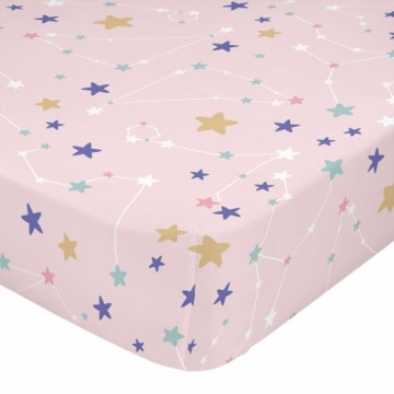 Fitted sheet HappyFriday MINI Multicolour Pink 60 x 120 x 14 cm Stars