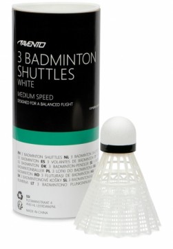 Badminton shuttles AVENTO 46SD cork 3pcs White