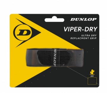 Tennis racket replacement grip DUNLOP Viperdry blister black1 per pack.