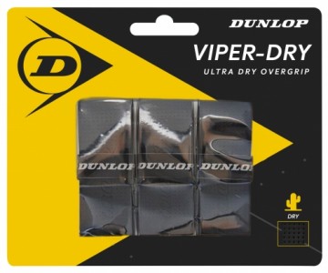 Tennis racket overgrip DUNLOP Viperdry black 3pcs- blister