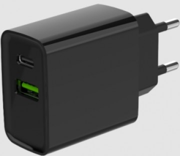 Lādētājs Gembird USB Type-C + USB Type-A Black