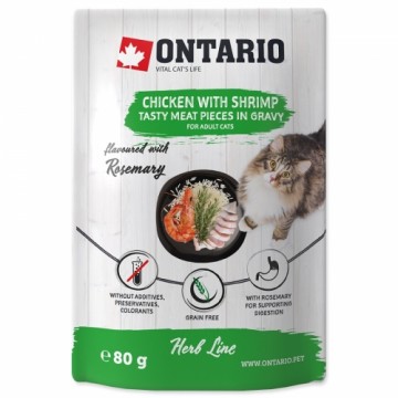 Canned cat food - Ontario Herb Chicken with Shrimps, Rice and Rosemary, 80g