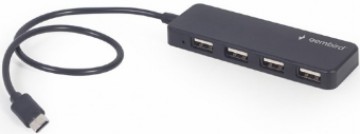 USB Centrmezgls Gembird 4-port USB Type-C Black