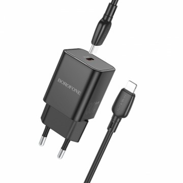 Borofone Wall charger BN13 Safety - Type C - PD 30W with Type C to Lightning cable black