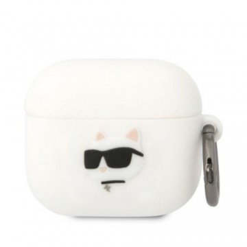 Karl Lagerfeld 3D Logo NFT Choupette Head Silicone Case for Airpods 3 White