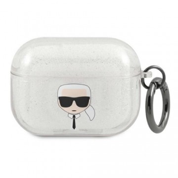 Karl Lagerfeld case for AirPods Pro KLAPUKHGS silver Glitter Karl's Head