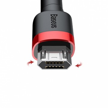 Baseus Cafule kabelis izturīgs neilona pīts vads USB | micro USB 2A 3M melns-sarkans (CAMKLF-H91)