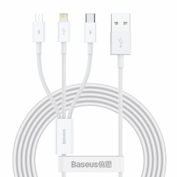 OEM Baseus Superior Cable USB - Lightning | micro USB | USB Type 3,5 A 1,5m White (CAMLTYS-02)