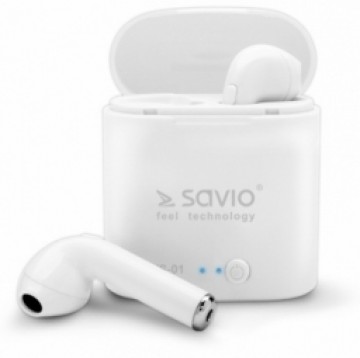SAVIO TWS-01 Airpods Bluetooth 4.2 Stereo Austiņas ar Mikrofonu (MMEF2ZM|A) Analogs Baltas