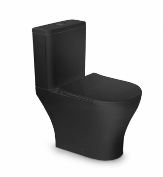 WC Vento Harstad Rimless with Soft Close seat Duroplast Soft Close black matt, horisonatal outlet, bottom inlet, 3/6