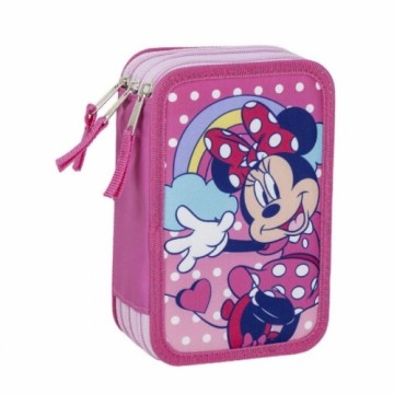 Penālis ar vietu trim zīmuļiem Minnie Mouse Rozā 12,5 x 6,5 x 19,5 cm