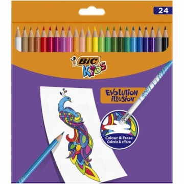 Colouring pencils Bic 987869 Multicolour Erasable 24 Pieces