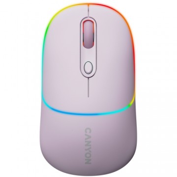 CANYON MW-22, 2 in 1 Wireless optical mouse with 4 buttons, DPI 800/1200/1600, 2 mode(BT/ 2.4GHz), 650mAh Li-poly battery, RGB backlight, Pearl rose, cable length 0.8m, 110*62*34.2mm, 0.085kg