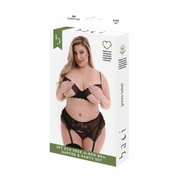 Apakšveļas Komplekts Baci Lingerie Peek-A-Boo Bra Melns (Queen)