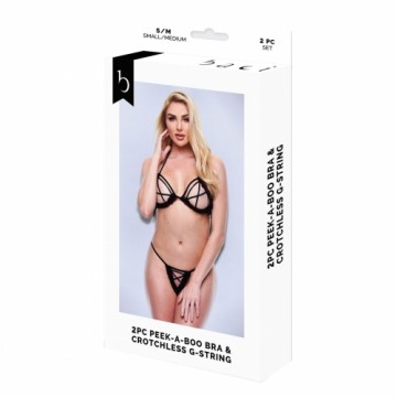 Underwear Set Baci Lingerie Crotchless G- Black M/L 2 Pieces