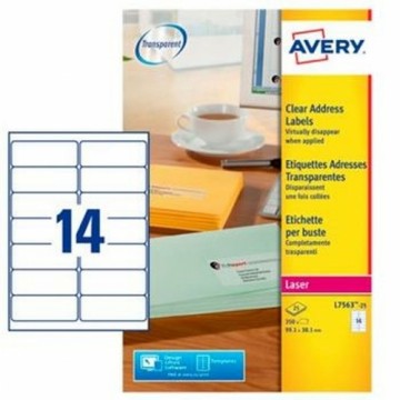 Līmes/Etiķetes Avery L7563-25 Caurspīdīgs Poliesters Papīrs Plastmasa