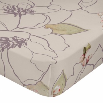 Fitted sheet HappyFriday White peonies Multicolour 105 x 200 x 32 cm