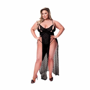 Gumijas Lelle Baci Lingerie Gown & G-string Melns 2 Daudzums