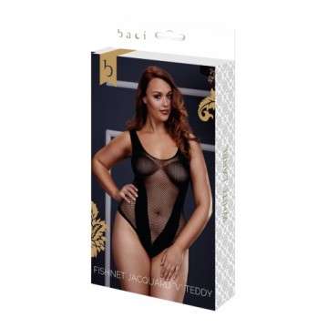 Žakarta Teddy kostīms ar tīkliņrakstu, viens izmērs Baci Lingerie BW3134-BLKOS