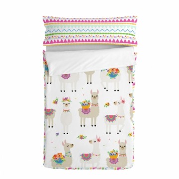 Quilt Cover without Filling HappyFriday Moshi Moshi Cute Llamas Multicolour 90 x 200 cm