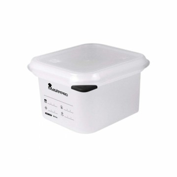 Hermetic Lunch Box Masterpro Foodies polypropylene Squared 1 L 17,6 x 10,8 x 10 cm White Transparent