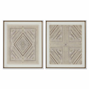 Canvas Home ESPRIT White Natural Boho 50 x 3,8 x 60 cm (2 Units)