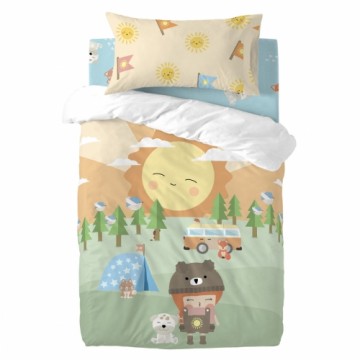 Duvet cover set HappyFriday Happynois Camping Multicolour Baby Crib 2 Pieces