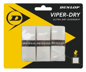 Tennis racket overgrip DUNLOP Viperdry white 3pcs- blister