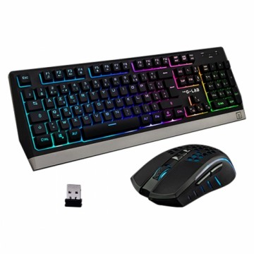 Клавиатура и беспроводная мышь The G-Lab WIRELESS GAMING Чёрный Испанская Qwerty