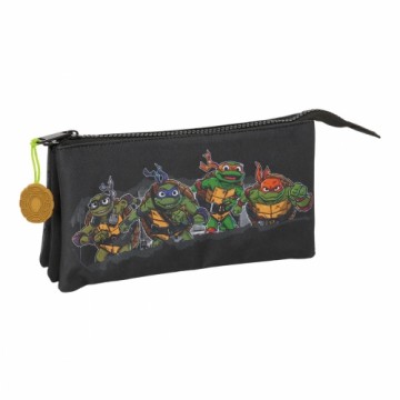 Тройной пенал Teenage Mutant Ninja Turtles Чёрный Серый 22 x 12 x 3 cm