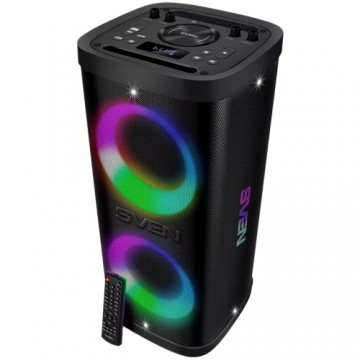 Portable speaker SVEN PS-930, black, power output 2x75W (RMS), TWS, Bluetooth, FM, USB, microSD, LED-display, lithium battery
