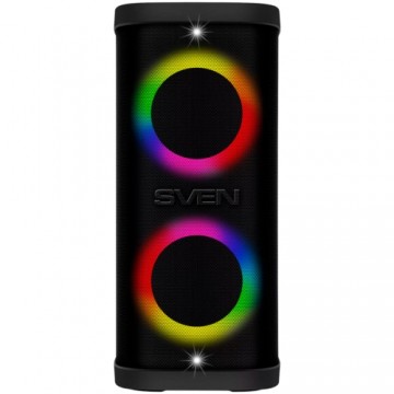 Portable speaker SVEN PS-950, black, power output 2x80W (RMS), TWS, Bluetooth, IPx4, FM, USB, microSD, LED-display, lithium battery