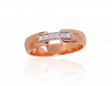 Gold ring #1100906(Au-R+PRh-W)_DI, Red Gold 585°, Rhodium (Plating), Diamonds (0,108Ct), Size: 19, 3.34 gr.