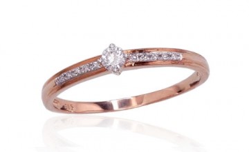 Gold ring #1100409(Au-R+PRh-W)_DI, Red Gold 585°, Rhodium (Plating), Diamonds (0,106Ct), Size: 16.5, 1.21 gr.