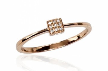 Gold ring #1100290(Au-R)_DI, Red Gold 585°, Diamonds (0,027Ct), Size: 17.5, 1.03 gr.