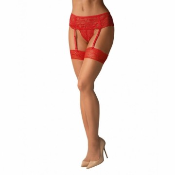 Stockings with Garter Obsessive 838-STO-3 Red S/M