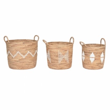 Basket set DKD Home Decor White Natural Rope Seagrass Boho 46 x 46 x 48 cm