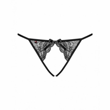 Stringa biksītes Obsessive Miamor crotchless panties Melns Mežģīne L/XL