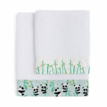 Towel set HappyFriday Moshi Moshi Panda Garden Blue Blue 2 Pieces