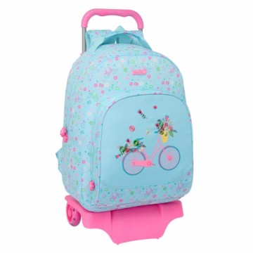 School Rucksack with Wheels Safta Bicicleta Blue 32 x 42 x 15 cm