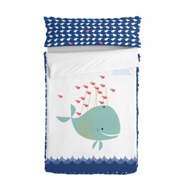 Quilted Zipper Bedding HappyFriday Moshi Moshi Whale Multicolour 105 x 200 cm