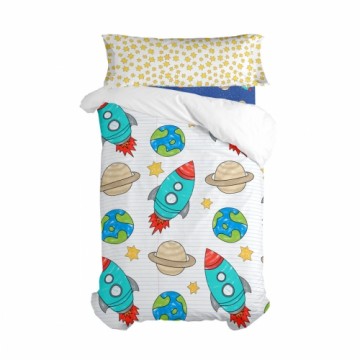 Duvet cover set HappyFriday Mr Fox Space rocket Multicolour Single 2 Pieces