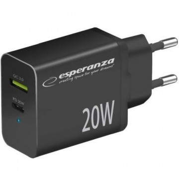 Esperanza EZC105K Зарядное устройство Type C 20W + USB QC3.0 18W