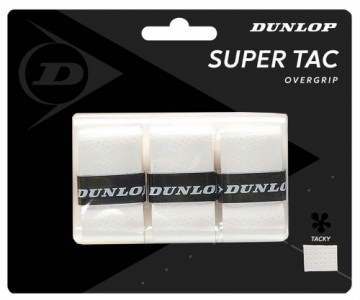 Tennis racket overgrip DUNLOP SUPER TAC white 3pcs- blister